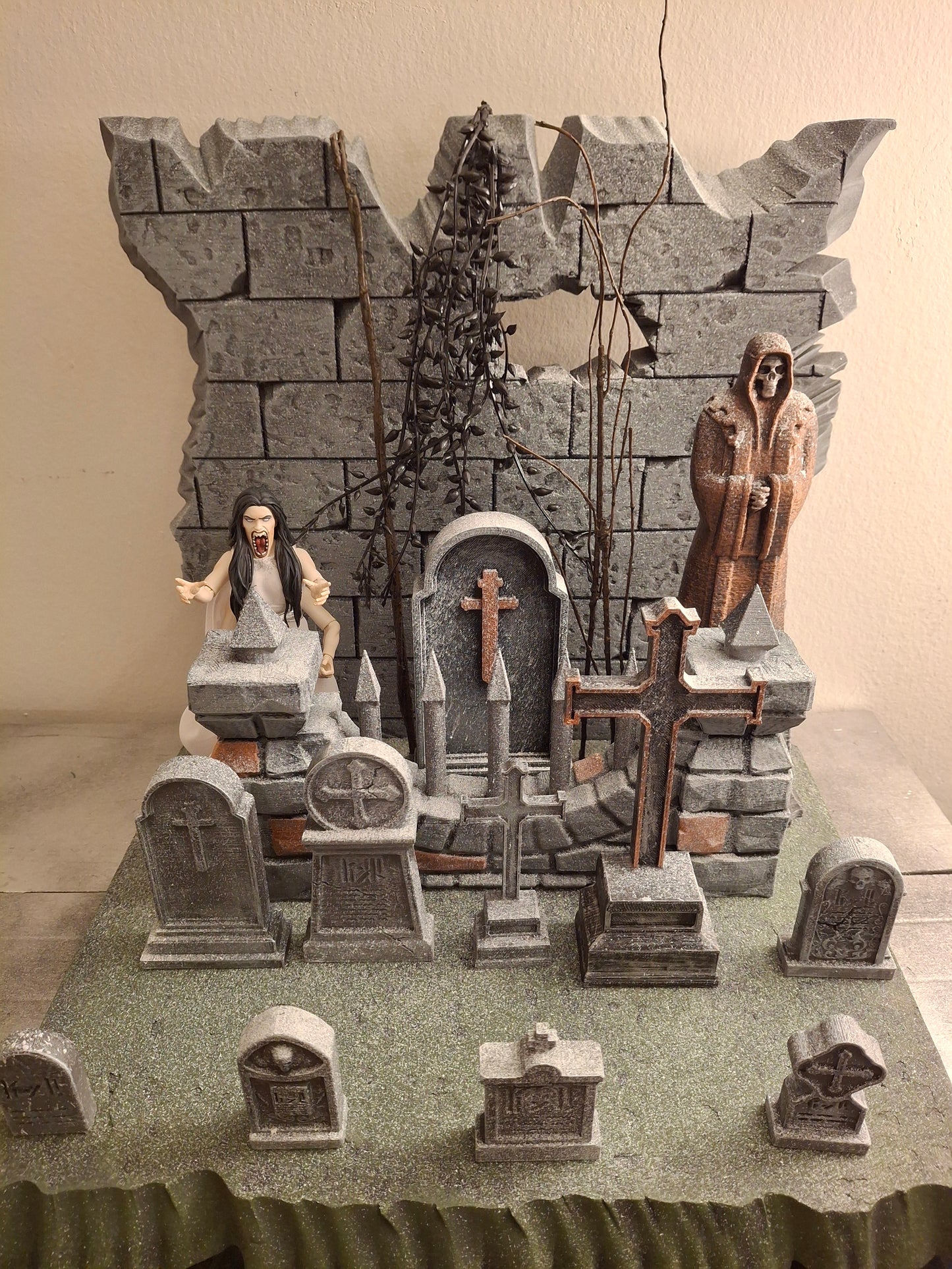 Mythic Legions Cemetery Graveyard diorama handmade custom Mezco Neca Marvel Legends