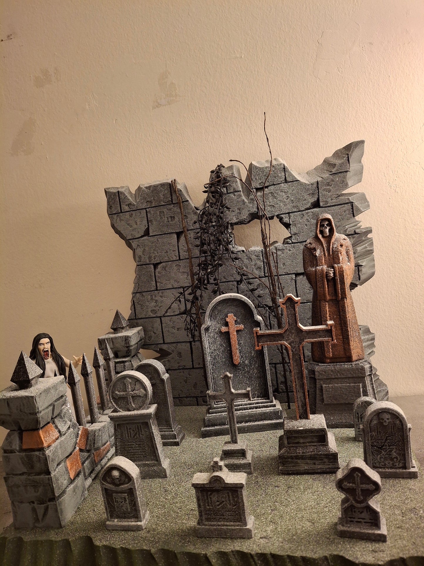 Mythic Legions Cemetery Graveyard diorama handmade custom Mezco Neca Marvel Legends