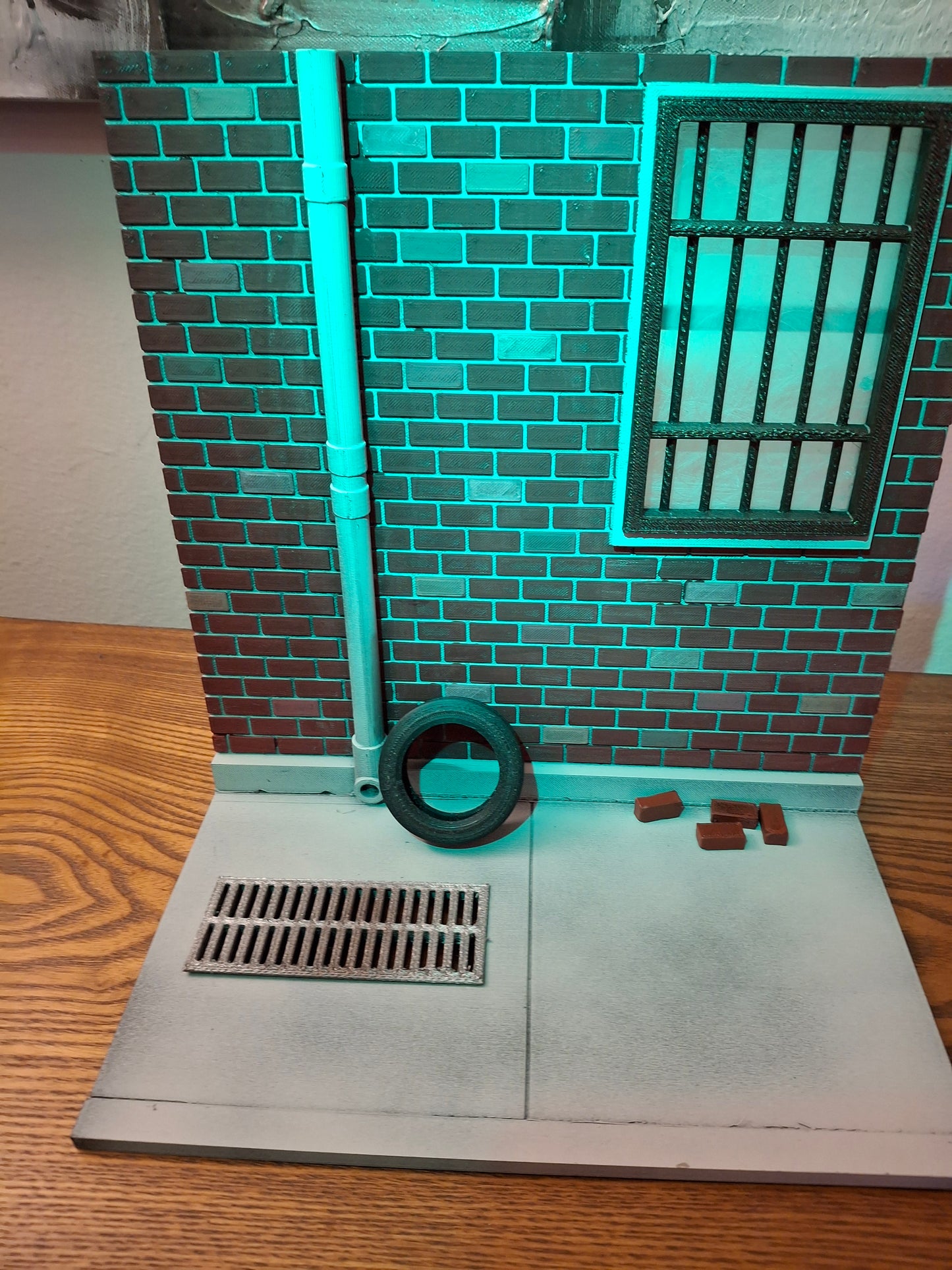 3d Printed painted custom Brick City diorama 1/12 scale for action figure photography Marvel Legends TMNT Mezco Neca