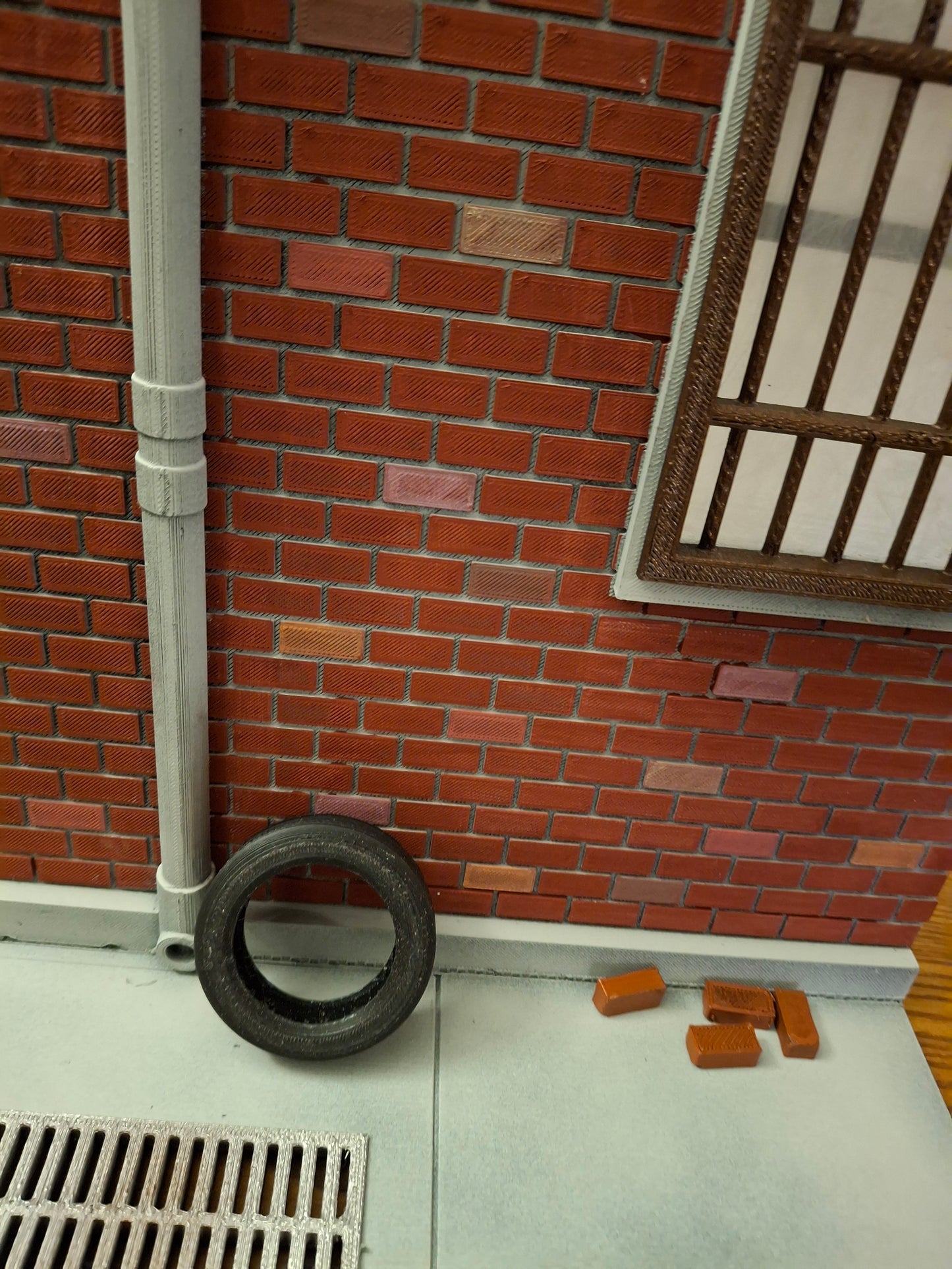 3d Printed painted custom Brick City diorama 1/12 scale for action figure photography Marvel Legends TMNT Mezco Neca