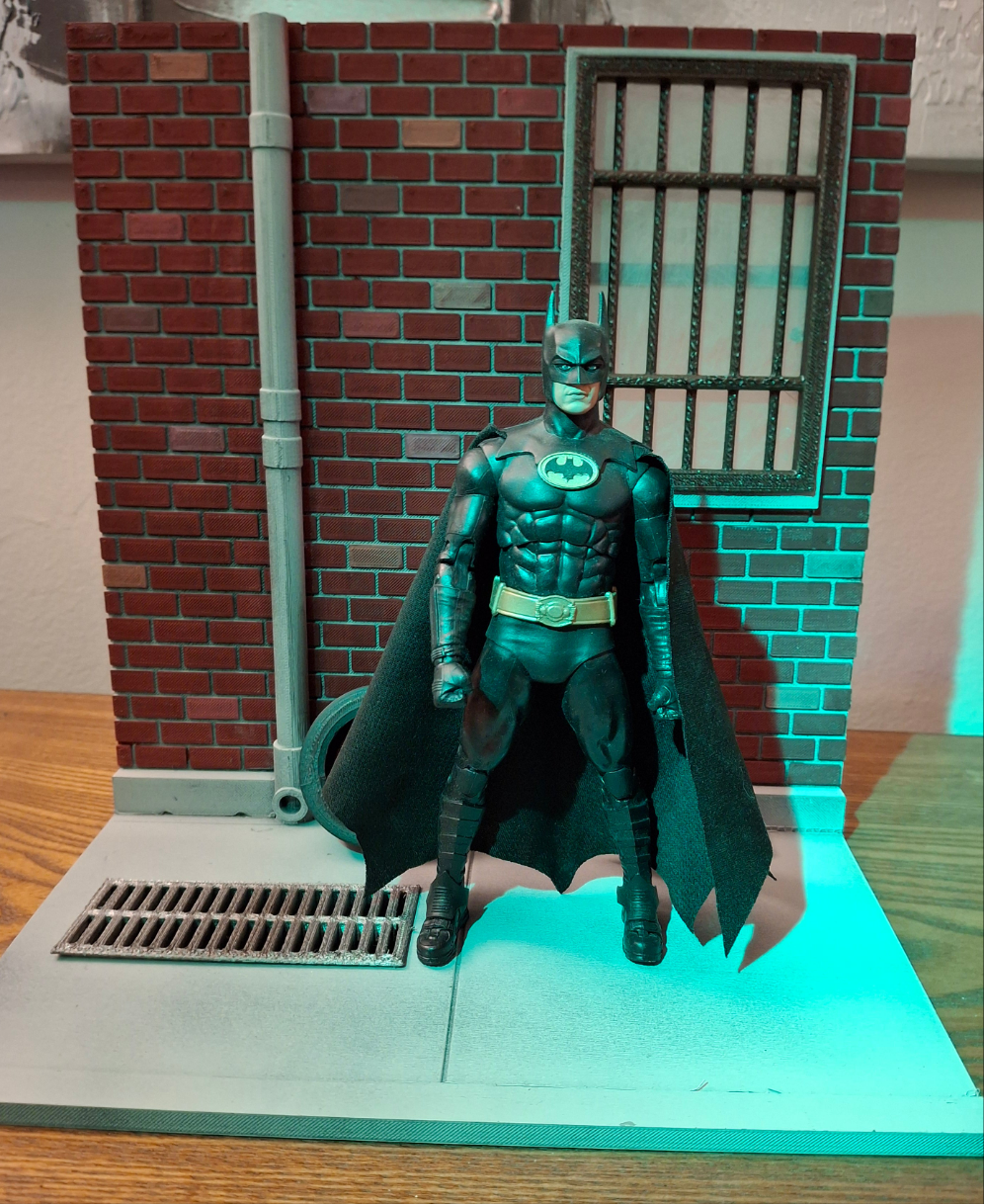 3d Printed painted custom Brick City diorama 1/12 scale for action figure photography Marvel Legends TMNT Mezco Neca