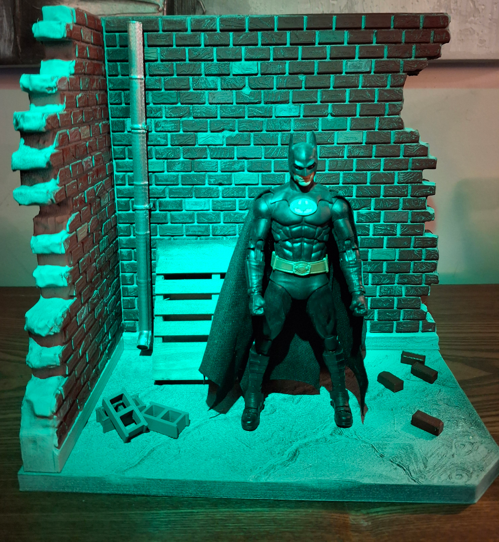 3D Printed painted custom Brick City diorama 1/12 scale for action figure photography Marvel Legends TMNT Mezco Neca