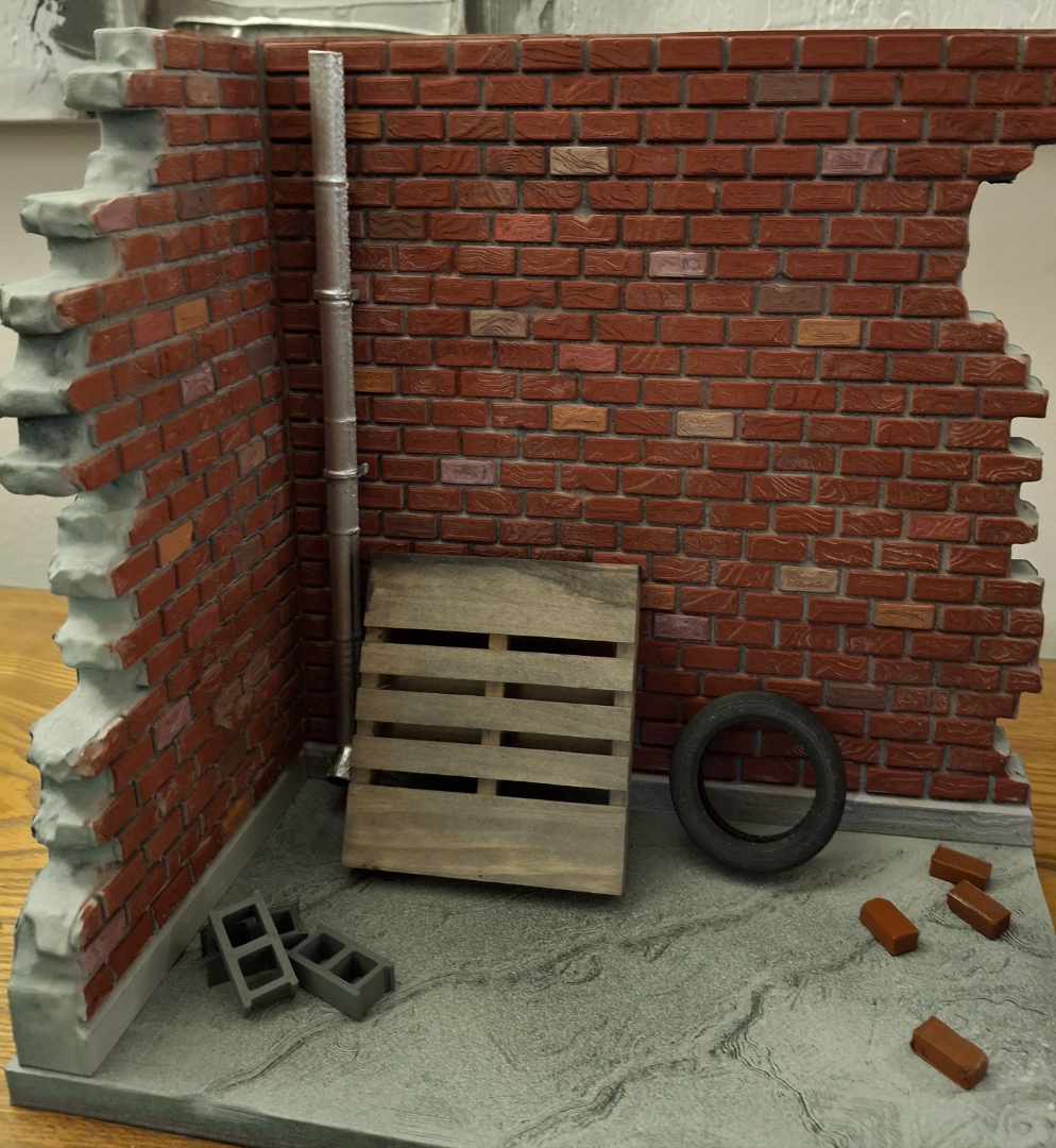 3D Printed painted custom Brick City diorama 1/12 scale for action figure photography Marvel Legends TMNT Mezco Neca