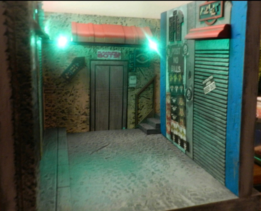 City Alley Cyberpunk diorama 1/12 scale for action figure photography Marvel Legends TMNT Mezco Neca 15x12x12