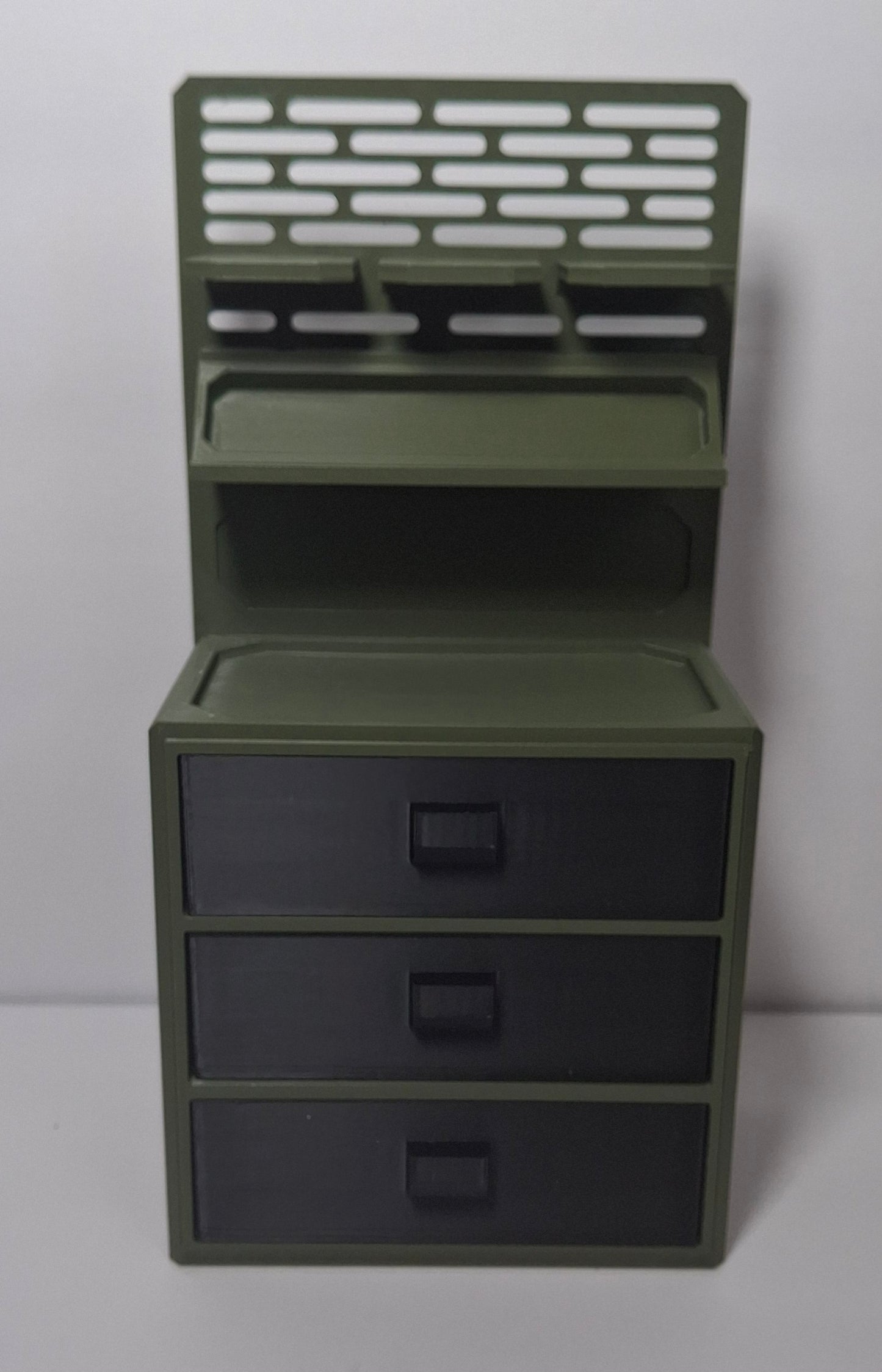 Weapon Storage Room "Piece B" with Drawers Unpainted 1/12 scale for action figure photography GI Joe Classified Cosmic Legions Valaverse Star Wars Monster Force Marvel Legends Mezco olive green grey black
