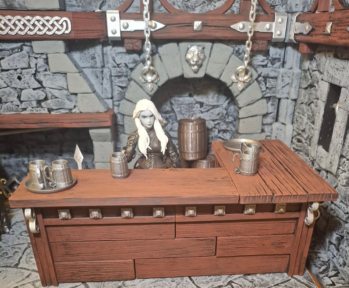 3D Printed Painted Tavern Bar Basic 1/12 1/10 scale for action figure photography Mythic Legions Marvel Legends Mezco Neca Medieval