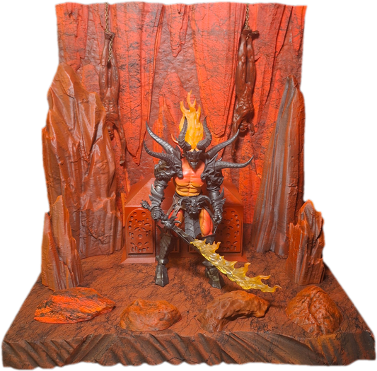 Action Figure Detolf Diorama "In Hell" Mephisto Fire Backdrop Mythic Legions Savage Crucible Neca Valaverse GI Joe Marvel Legends Cosmic Legions