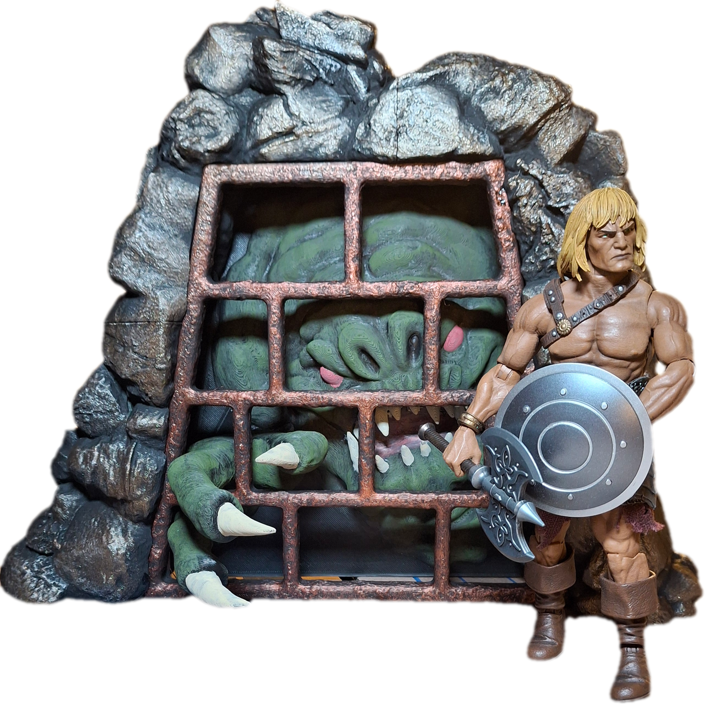 Action Figure Mini-Diorama Caged Creature Rancor Backdrop Mythic Legions Savage Crucible Neca Valaverse GI Joe Marvel Legends Spiderman Star Wars Black Series