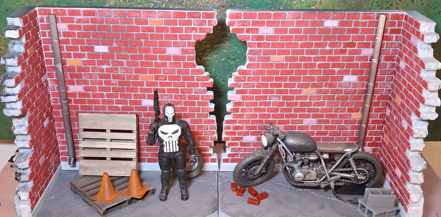 XL 3D Printed painted custom Brick City diorama 1/12 scale for action figure photography Marvel Legends TMNT Mezco Neca