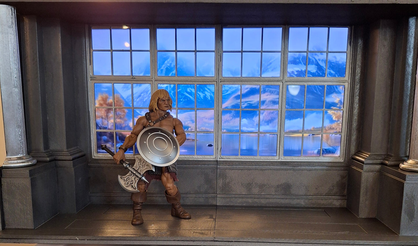 3D Printed painted Castle Hallway with Window diorama 1/12 scale for action figure photography Marvel Legends TMNT Mezco Neca