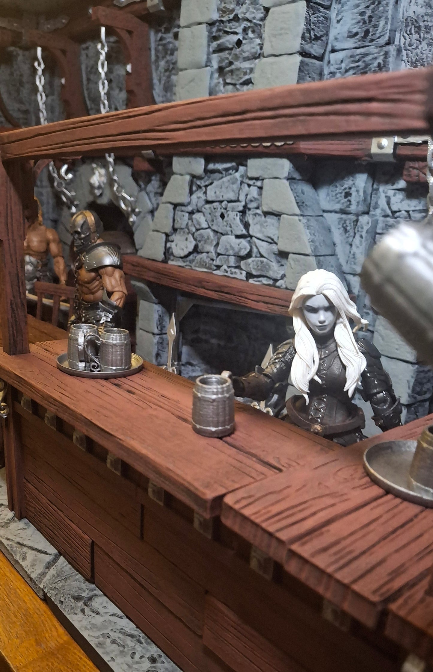 3D Printed Painted Tavern Bar Complete 1/12 1/10 scale for action figure photography Mythic Legions Marvel Legends Mezco Neca Medieval