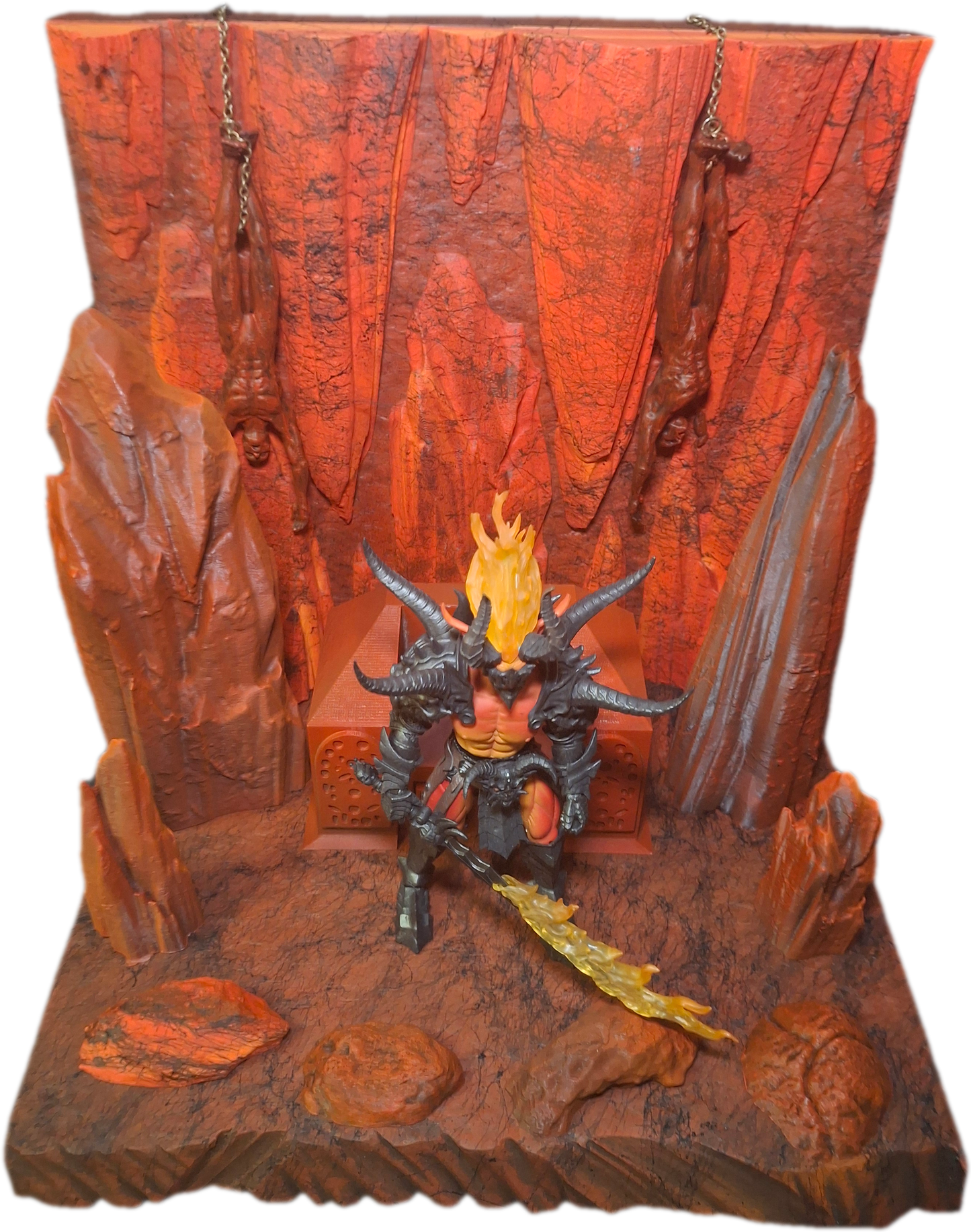 Action Figure Detolf Diorama "In Hell" Mephisto Fire Backdrop Mythic Legions Savage Crucible Neca Valaverse GI Joe Marvel Legends Cosmic Legions