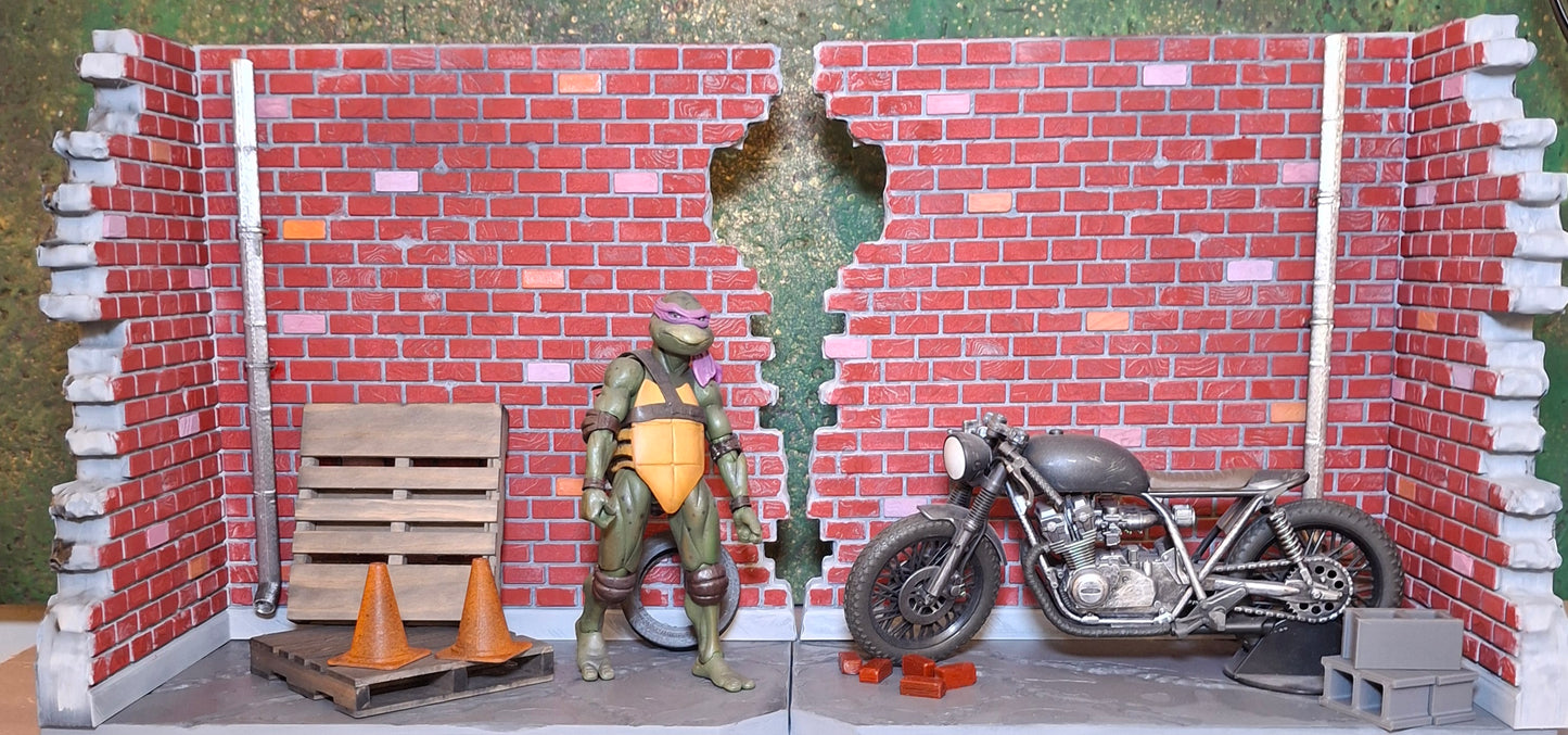 XL 3D Printed painted custom Brick City diorama 1/12 scale for action figure photography Marvel Legends TMNT Mezco Neca