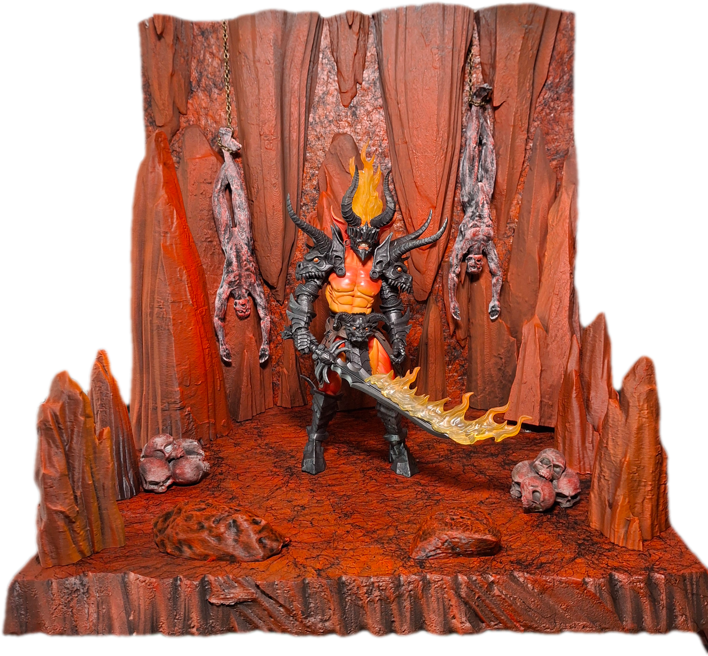 Action Figure Detolf Diorama "In Hell" Mephisto Fire Backdrop Mythic Legions Savage Crucible Neca Valaverse GI Joe Marvel Legends Cosmic Legions