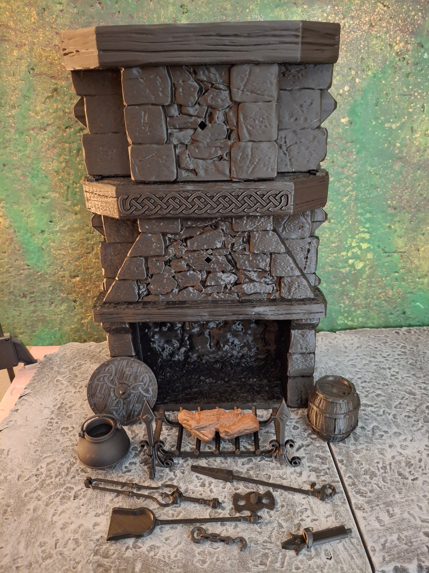 3D Printed Raw Unpainted Tavern Diorama Fireplace section Unassembled 1/12 1/10 scale for action figure photography Mythic Legions Marvel Legends Mezco Neca Medieval