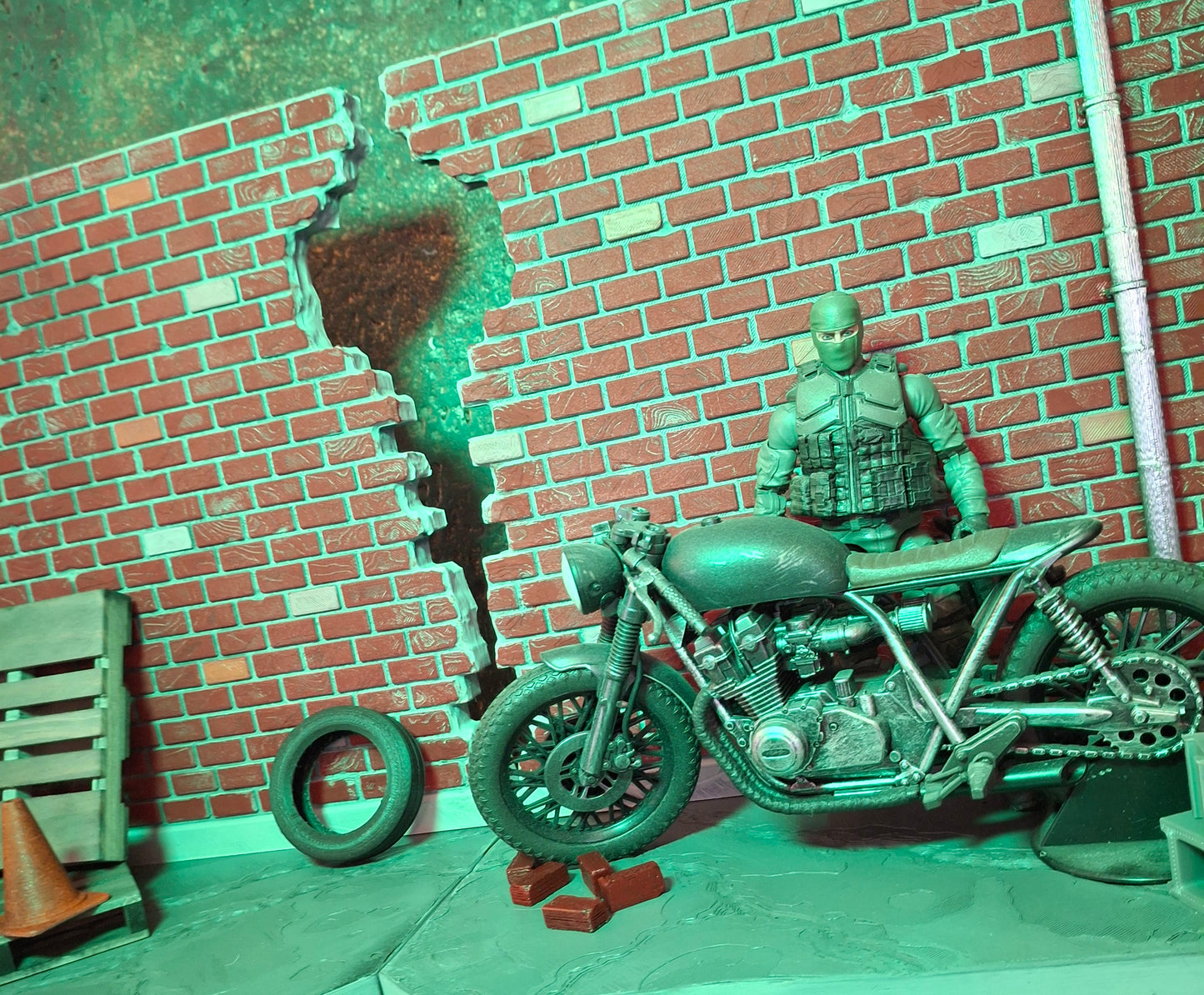 XL 3D Printed painted custom Brick City diorama 1/12 scale for action figure photography Marvel Legends TMNT Mezco Neca