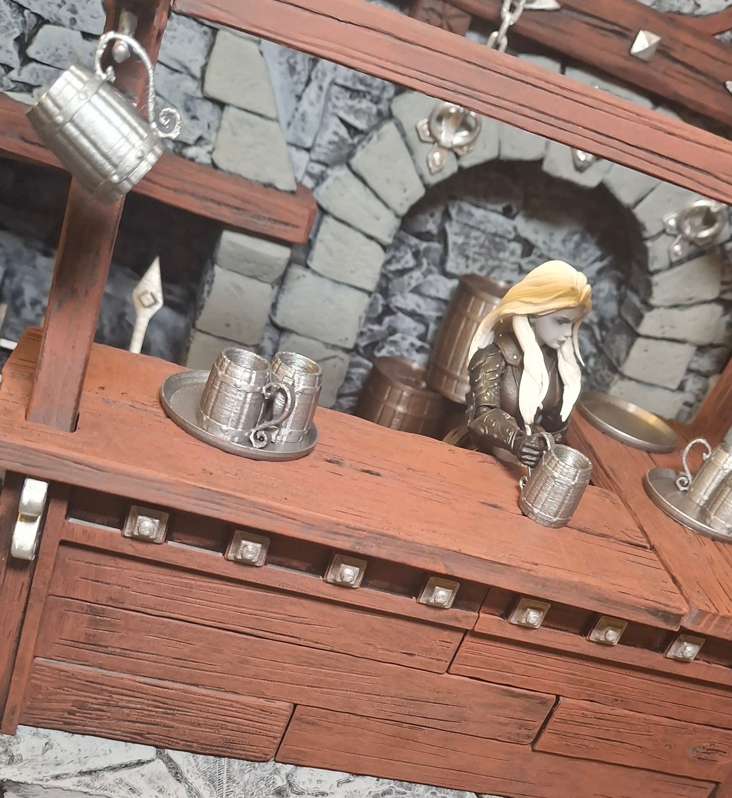 3D Printed Painted Tavern Bar Complete 1/12 1/10 scale for action figure photography Mythic Legions Marvel Legends Mezco Neca Medieval