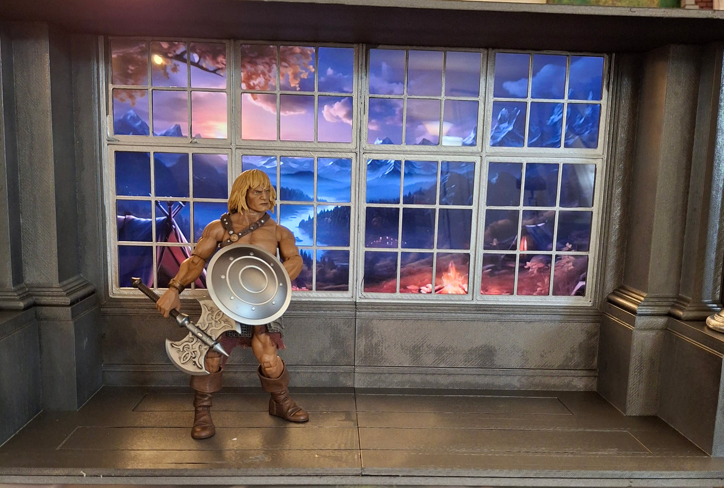 3D Printed painted Castle Hallway with Window diorama 1/12 scale for action figure photography Marvel Legends TMNT Mezco Neca