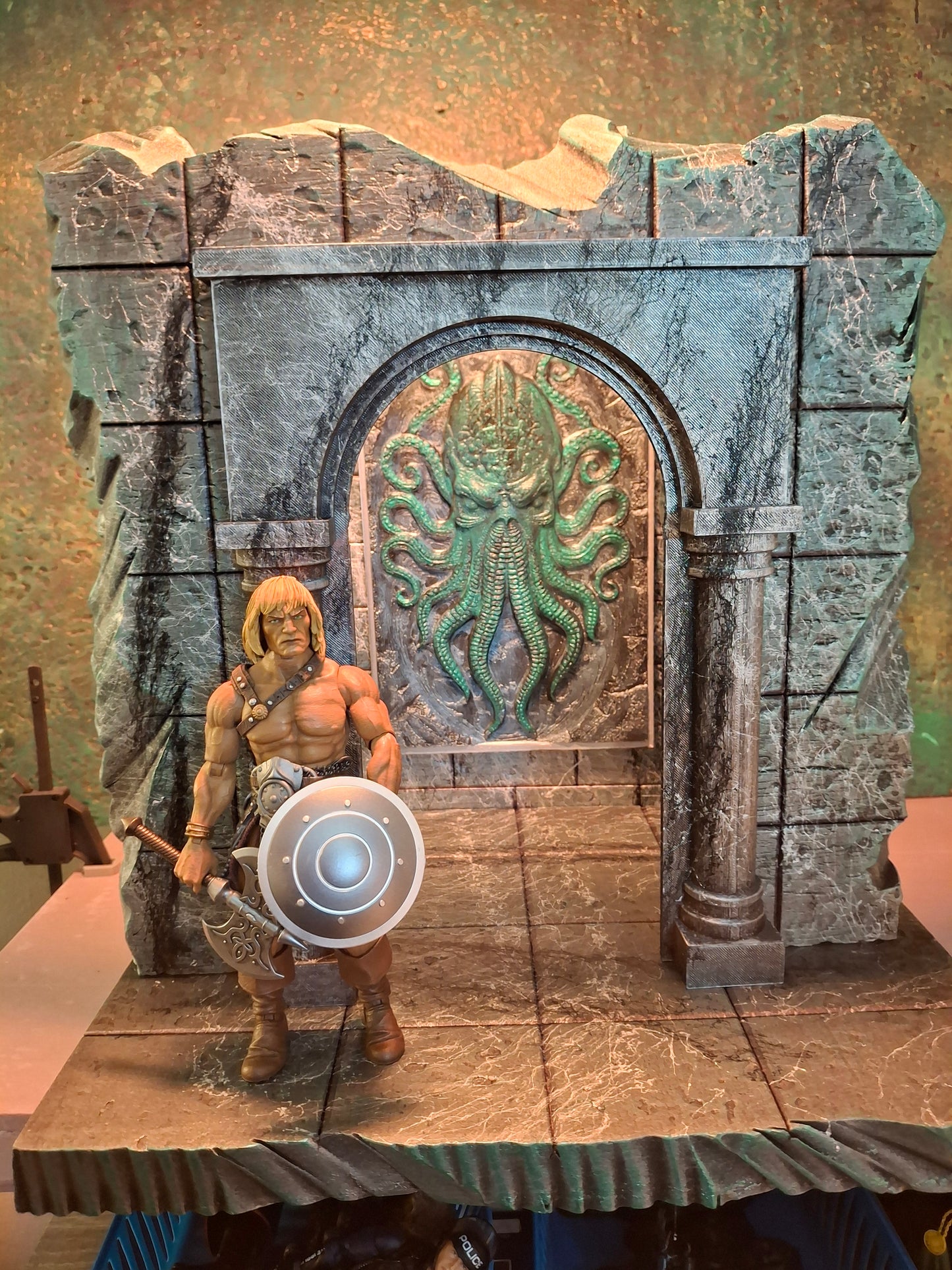 Action Figure Detolf Diorama Dual Layer Cthulu Backdrop Mythic Legions Savage Crucible Neca Valaverse GI Joe Marvel Legends Spiderman Punisher