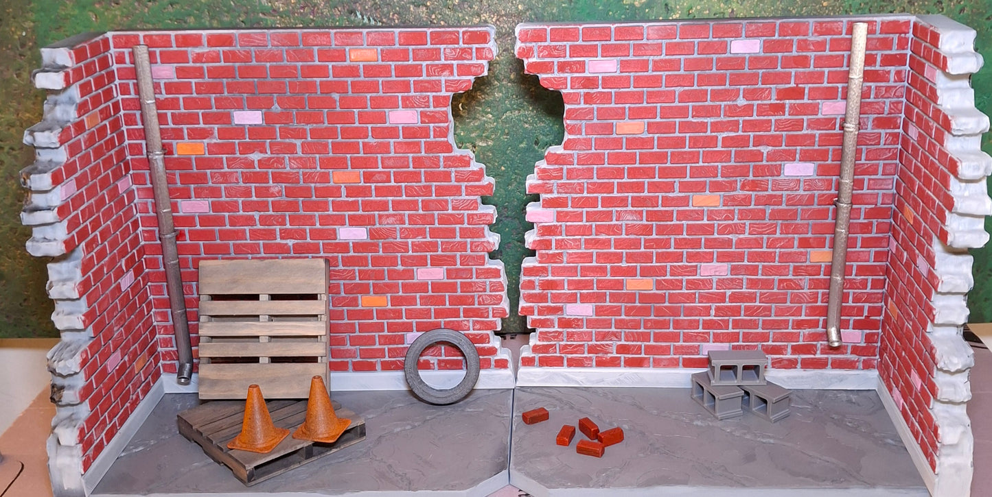 XL 3D Printed painted custom Brick City diorama 1/12 scale for action figure photography Marvel Legends TMNT Mezco Neca