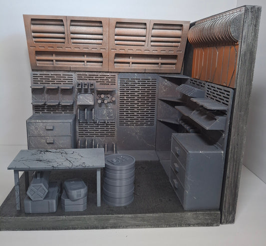 Full Weapon Storage Room Diorama 1/12 scale for action figure photography GI Joe Classified Cosmic Legions Valaverse Star Wars Monster Force Marvel Legends Mezco 14x11x13