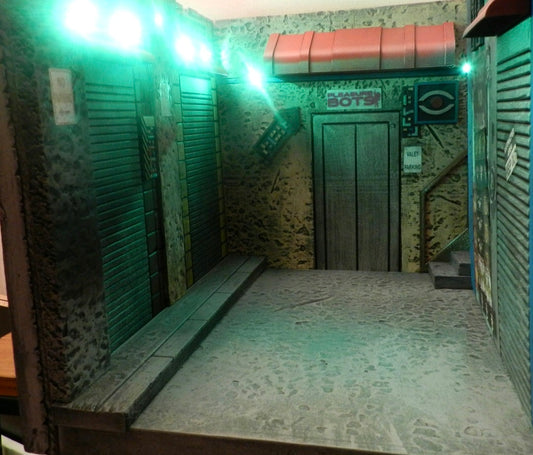 City Alley Cyberpunk diorama 1/12 scale for action figure photography Marvel Legends TMNT Mezco Neca 15x12x12