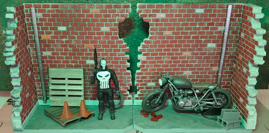 XL 3D Printed painted custom Brick City diorama 1/12 scale for action figure photography Marvel Legends TMNT Mezco Neca