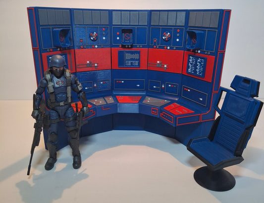Cobra Command Center Console 1/12 scale for action figure photography GI Joe Classified Cosmic Legions Valaverse Star Wars Monster Force Marvel Legends Mezco Cobra Blue
